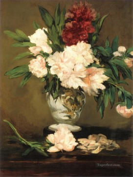 Peonías en jarrón Eduard Manet Impresionismo Flores Pinturas al óleo